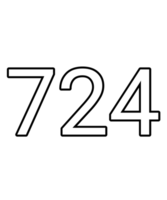 Black and white color numbers 724 png