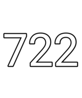 Black and white color numbers 722 png