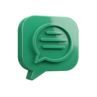 3D Render of a Green Speech Bubble Chat Icon for Digital Communication and Messaging Applications png