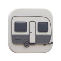 3d render do uma caravana ícone aplicativo botão para viagem e acampamento aventuras png