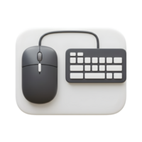 Gray Computer Mouse and Keyboard on White Pad 3D Render Minimalist Design Technology Concept png
