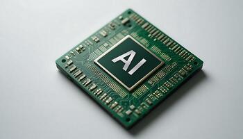 Futuristic AI chip on white background. cpu. artificial intelligence chip, AI Technology, AI Hardware, machine learning. advanced computing technology. photo