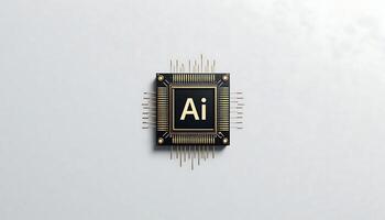 Futuristic AI chip on white background. cpu. artificial intelligence chip, AI Technology, AI Hardware, machine learning. photo