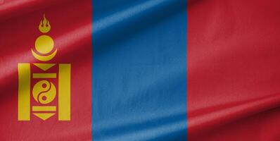 Mongolia National Flag Waving in the Wind photo
