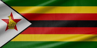 Zimbabwe National Flag Waving in the Wind photo