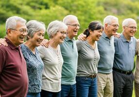 A group of older people standing together photo