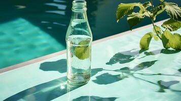 Refreshing and Cool Summer Drink by the Pool photo