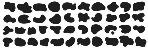 A set of abstract bounded rounded liquid blob shapes. contemporary illustration. Uneven silhouettes of design elements vector