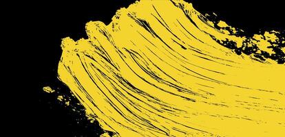 Vibrant brushstroke waves create a dynamic dance of yellow against a deep black canvas in this abstract composition filled with energy vector