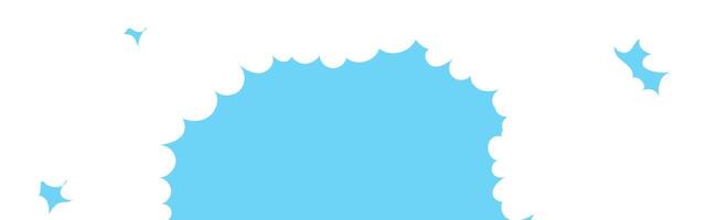 Clouds wide arch bordering. Painted white clouds on blue background. Simple illustration. vector