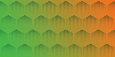 Modern hexagon abstract background. Abstract decoration backdrop, halftone gradients, Green to orange gradient background vector