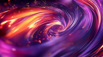Abstract swirling vortex of orange and purple with shimmering light creates a dynamic and eye-catching visual photo