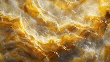 Abstract swirling patterns of warm golden hues creating a visually captivating and textured surface appearance photo