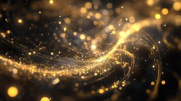 Abstract golden lights create a magical flowing effect Perfect for adding a touch of elegance and wonder to your designs photo