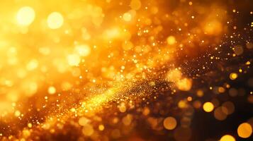 Golden light bokeh creates a warm shimmering abstract background Ideal for festive designs and magical themes photo