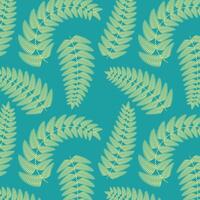 Blue pattern with green ferns,forest. Botanical background. vector
