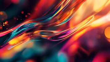 Vibrant abstract with fluid lines of red orange and blue creating a dynamic and eye-catching colorful pattern photo