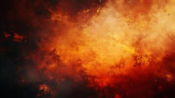 Abstract fiery explosion background painted with strokes of dark red and orange hues for a dramatic intense feel photo