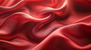 Abstract curves and waves in shades of crimson red The image showcases the flowing movement and smooth texture of fabric photo