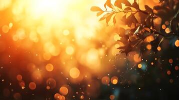 Golden light filters through leaves creating bokeh and a warm inviting glow Nature's beauty is on full display photo