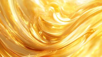 An abstract representation of flowing golden liquid with subtle light reflections and captivating shapes showcasing texture photo