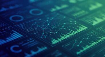 Interactive data visualization displays various business analytics and financial information. photo