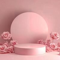 Elegant Pink Floral Arrangement with Circular Display Stand photo