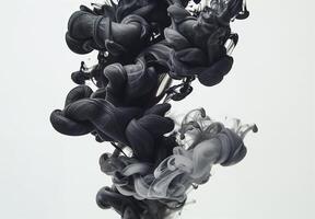 Abstract smoke formation with swirling dark and light hues on a white background photo
