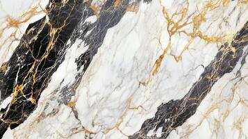 White Marble Slab Texture Background With Golden and black Veins On It. photo