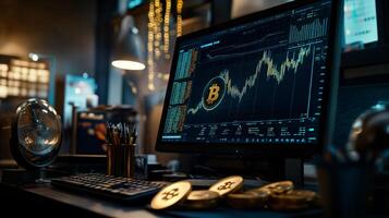 Monitoring cryptocurrency market trends with digital assets photo