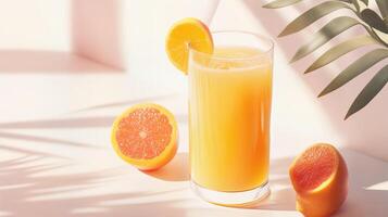 Refreshing Citrus Drink with Slices of Orange and Bright Tropical Vibes photo