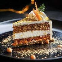Decadent layered cake with luxurious golden accents photo