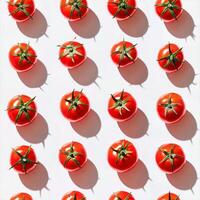 Vibrant tomatoes arranged in a neat pattern photo