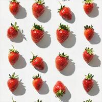 Fresh strawberries arranged on a light background photo