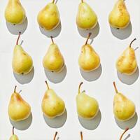 Fresh, ripe pears arranged in a symmetric pattern photo