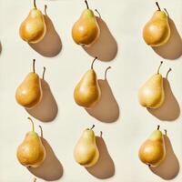 Arranged pears displaying vibrant colors and shadows photo