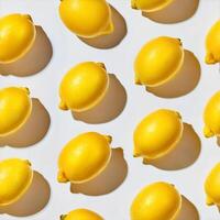 Fresh and vibrant lemons arranged on a white background photo