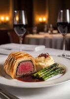Elegant dining experience with gourmet dish photo