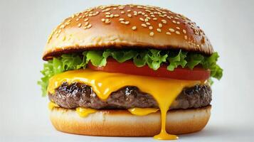 Juicy Cheeseburger with Fresh Ingredients and Melting Cheese photo