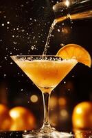 Refreshing Citrus Cocktail Splashing into a Glass photo