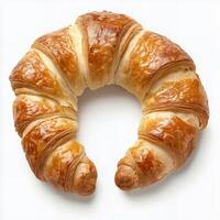 Freshly Baked Golden Brown Croissant on Neutral Background photo