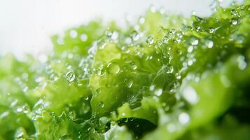 Close-Up of Fresh Green Lettuce Leaves with Water Droplets photo