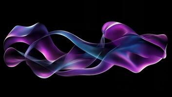 Dynamic Waves of Light in Purple and Blue on a Black Background photo