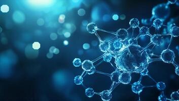 Microscopic View of a Molecular Structure in Vibrant Blue Background photo