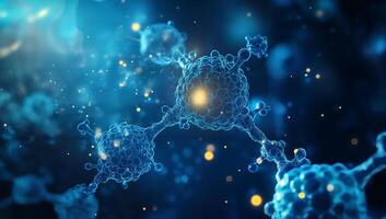 Molecular Structures with Glowing Elements in a Dark Background photo