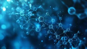 Molecular Structure in Blue Light Background for Scientific Themes photo