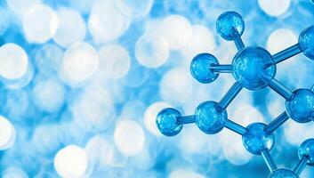 Blue Molecular Structure Against a Blurred Background photo