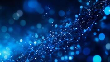 Abstract Network Design with Vibrant Blue Bokeh Effects and Sparkling Elements photo