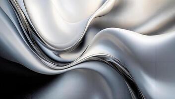 Sleek Metallic Abstract Waves with Smooth Curves and Shimmering Highlights photo