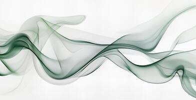 Elegant Green Abstract Waves on a Soft White Background photo